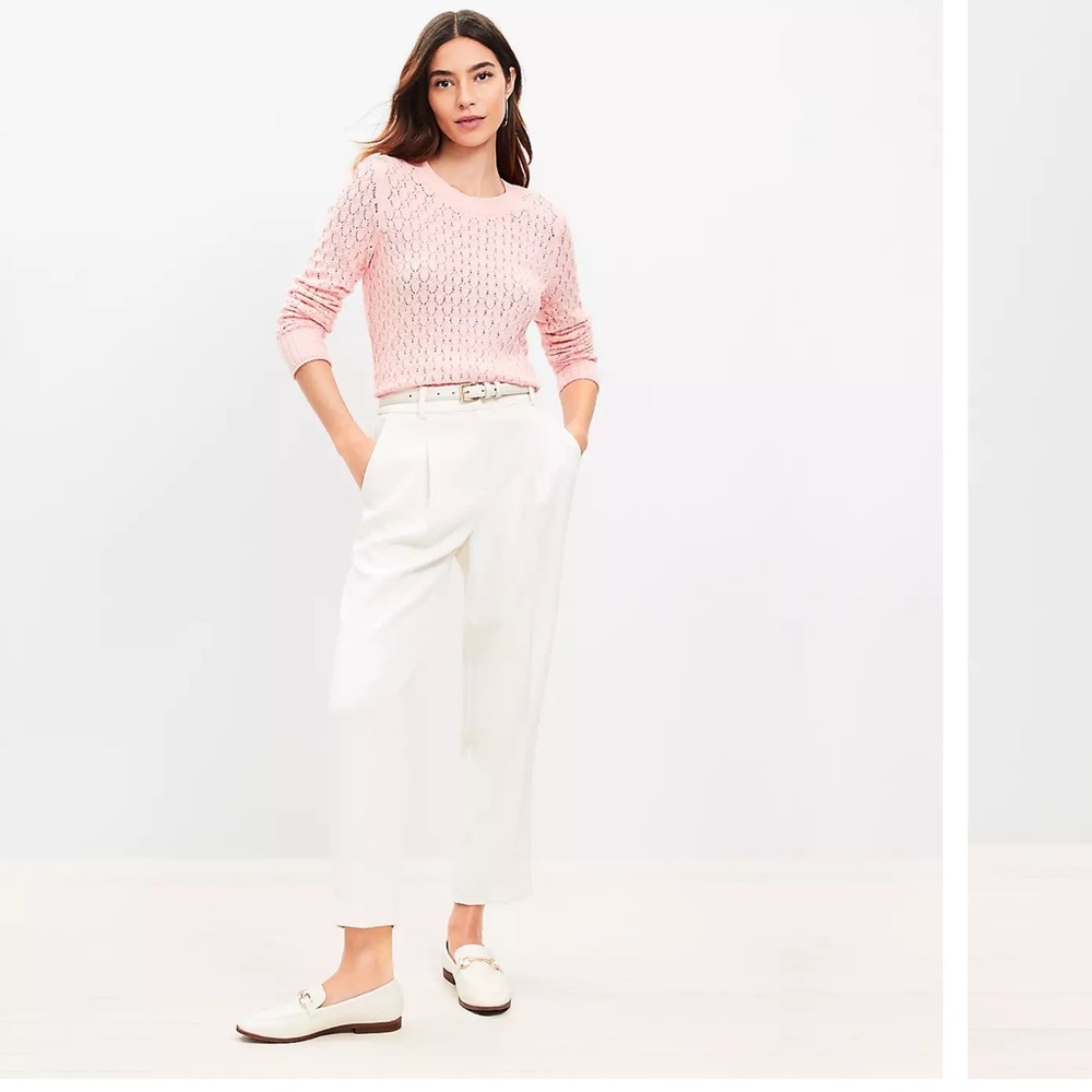 NWT LOFT Pleated Tapered Pants in Crepe, 6